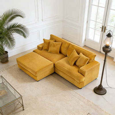 88.58 inch Orange corduroy sofa