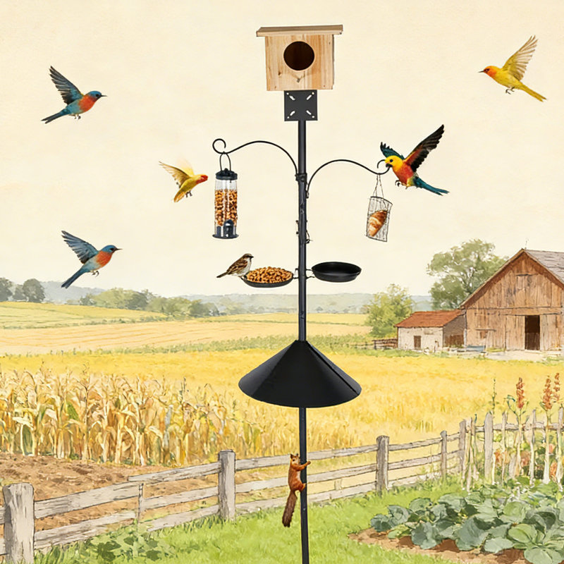 Mangeoire d'oiseaux multifonctionnelle avec déflecteur d'écureuil