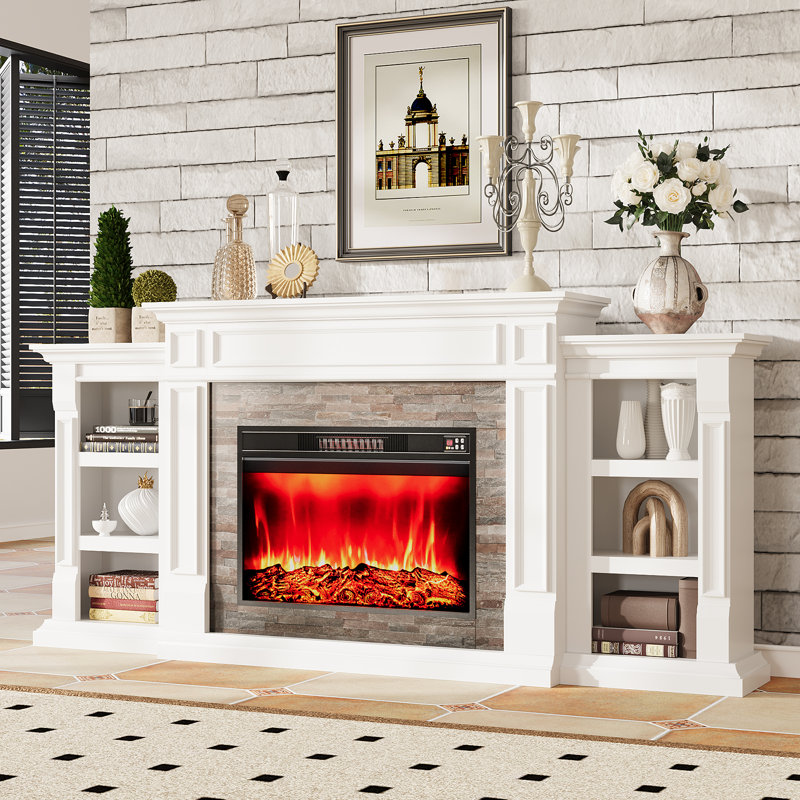Winston Porter 80" Electric Fireplace Mantel & TV Stand