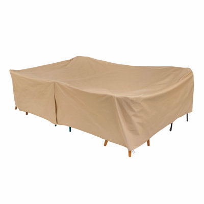Modern Leisure Basics Rect/Oval Patio Table & Chair Set Cover, 115"L x 76"W x 30"H, Khaki
