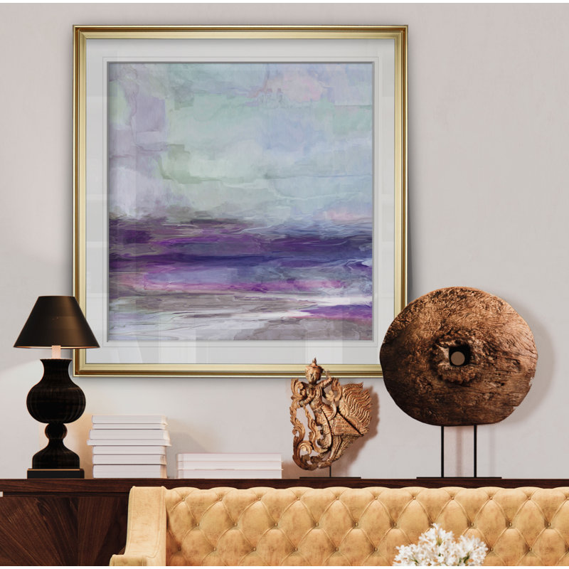 Violet gris I - Peinture, H 16 po x l 16 po, Cadre doré, Doré