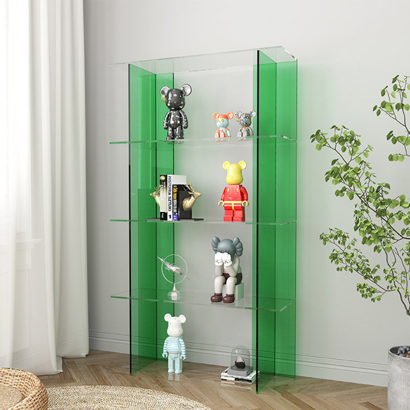 Simple vitrine en acrylique, (4 tablettes) H 55,12 po x l 31,5 po x P 9,84 po, Vert