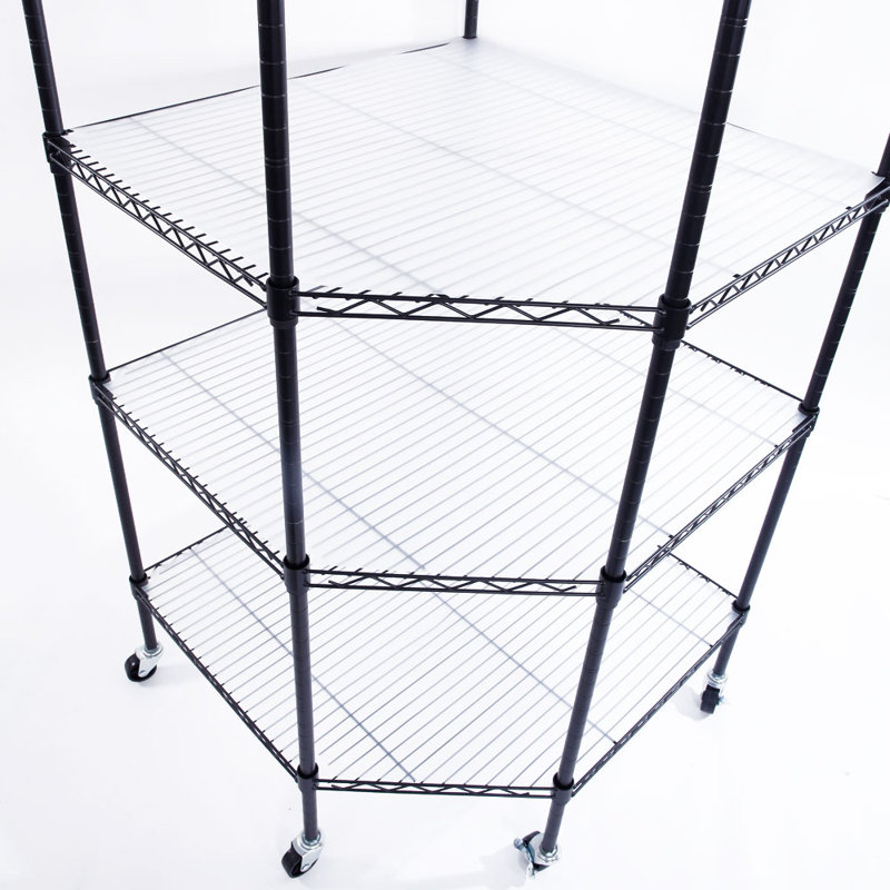 Wolfgram 27'' W Metal Shelving Unit with Wheels, Black