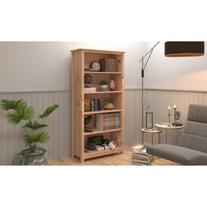 Albrecht Bookcase 5 Shelf Open Solid Pine Wood - Living Room, Office and Room by Red Barrel Studio