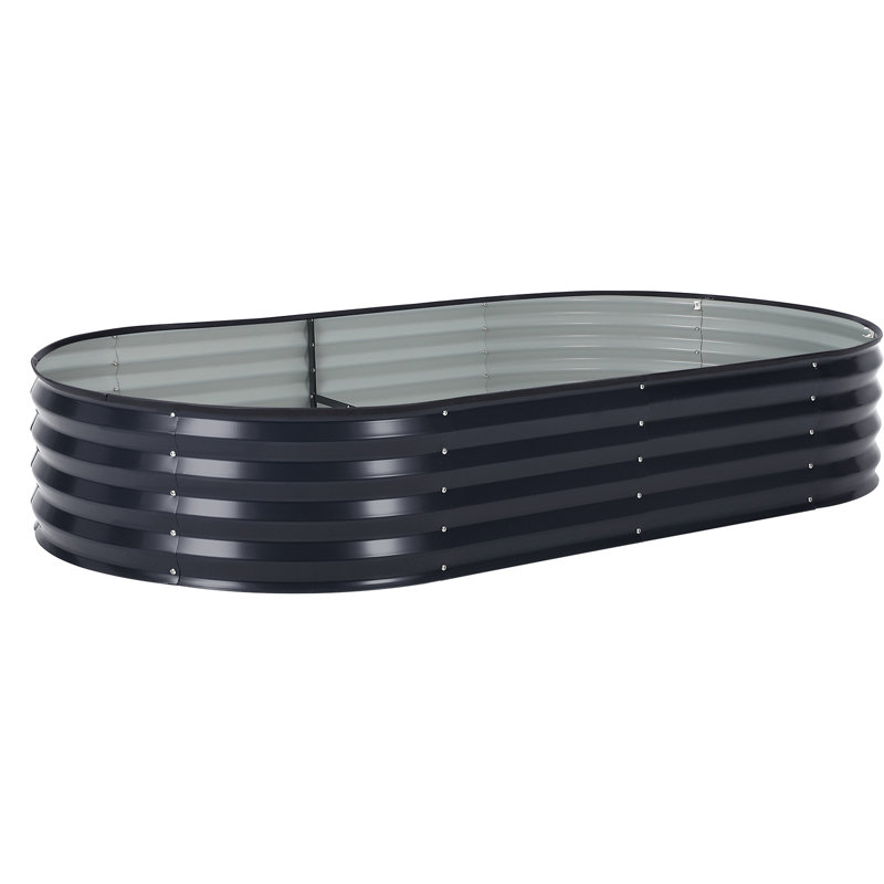 Galvanized Steel Raised Garden Bed with Cover, 6 ft x 3 ft x 1 ft, Oval Planter Box with Zippered Screen Doors, Open Base Design for Vegetables & Flowers