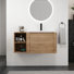 Meuble-lavabo mural 40 po avec lavabo en céramique blanche, porte à fermeture en douceur et tablettes de rangement