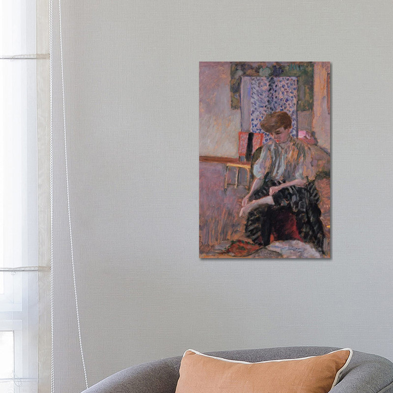 Woman Putting On Her Stockings by Pierre Bonnard - Wrapped Canvas Print, 66.04 cm H x 45.72 cm W
