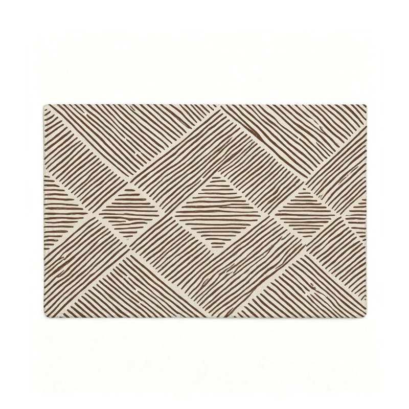 Tapis rustique pour petit espace à motif géométrique en losanges taupe-brun, 119 x 79 cm