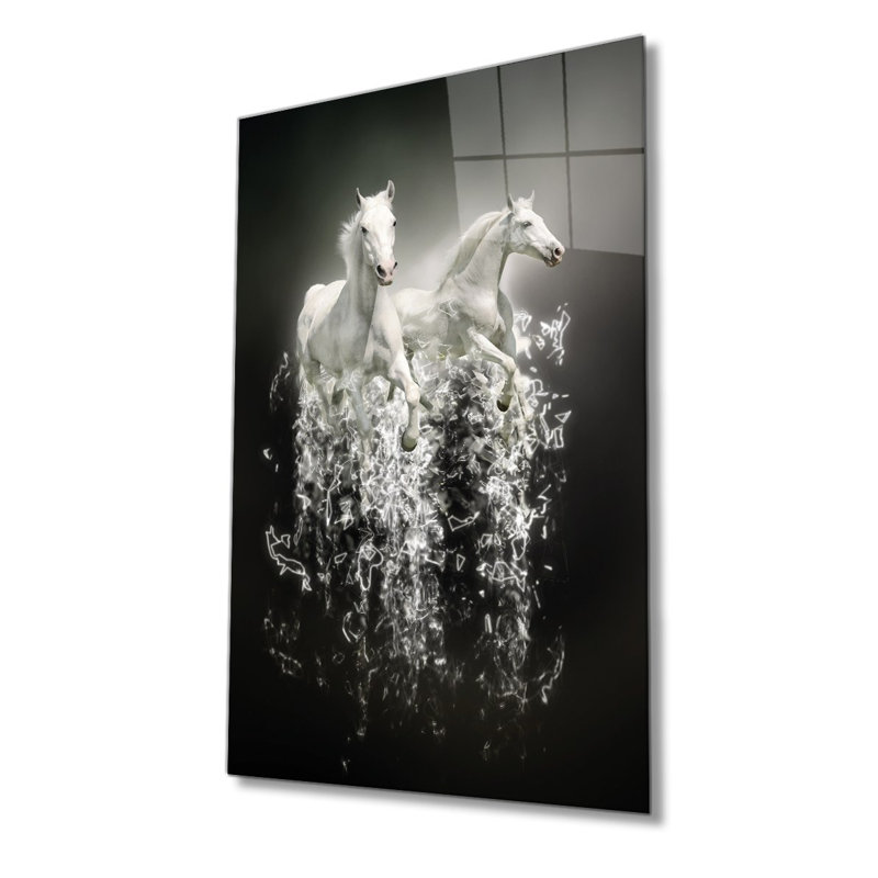 Peinture élégante en verre trempé décoratif, 27,6 po x 43,3 po | 100% verre trempé, épaisseur: 0,16 pouce | Superbe décoration intérieure pour le salon, le bureau ou la galerie | Pièce d'art unique, durable et élégante