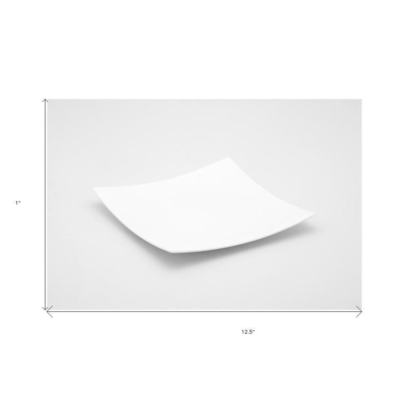 13" White Square Bone China Platter