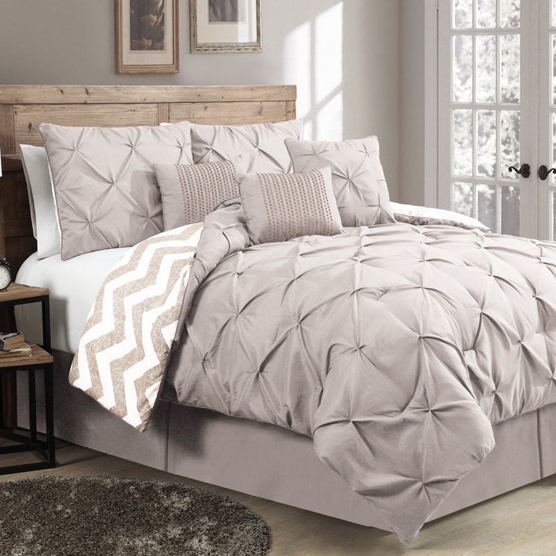 Polyester Comforter, King Comforter + 6 Additional Pieces, Taupe