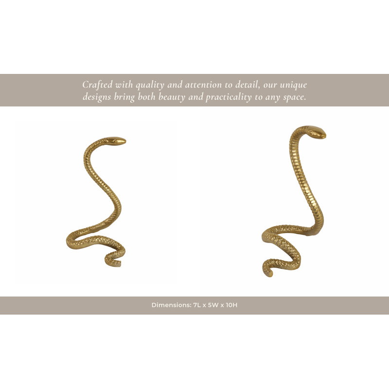 Sagebrook Home Gold Aluminum Snake Figurine - 10" Tall