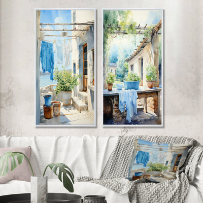 Ensemble de 2 toiles en Wash Wash Blues In Provence II