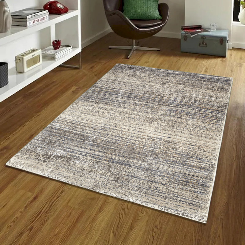 Tapis beige et gris Aloisie, Rectangle 2,7 pi x 7,7 pi