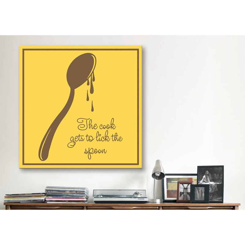 «Kitchen The Cook Gets to Lick the Spoon», impression sur toile, H 12 po x l 12 po x P 1,5 po, Toile tendue, Pas de tapis