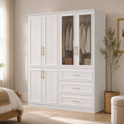 63.3" Wide 6-Door Armoire with Drawers