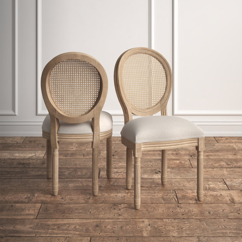 Amando 19.7'' H Upholstered Side Chair, Beige, Oak Wood