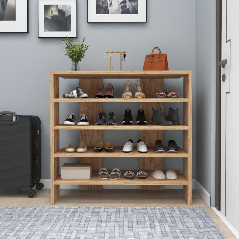 Rustic Shoe Cabinet, Atlantic Pine Color, 28.3 x 29.8 x 12.4 inches | 100% Melamine Coated Particle Board, Thickness: 0.7 inches | Stylish Storage Solution for Entryway & Hallway, Durable & Functional Design