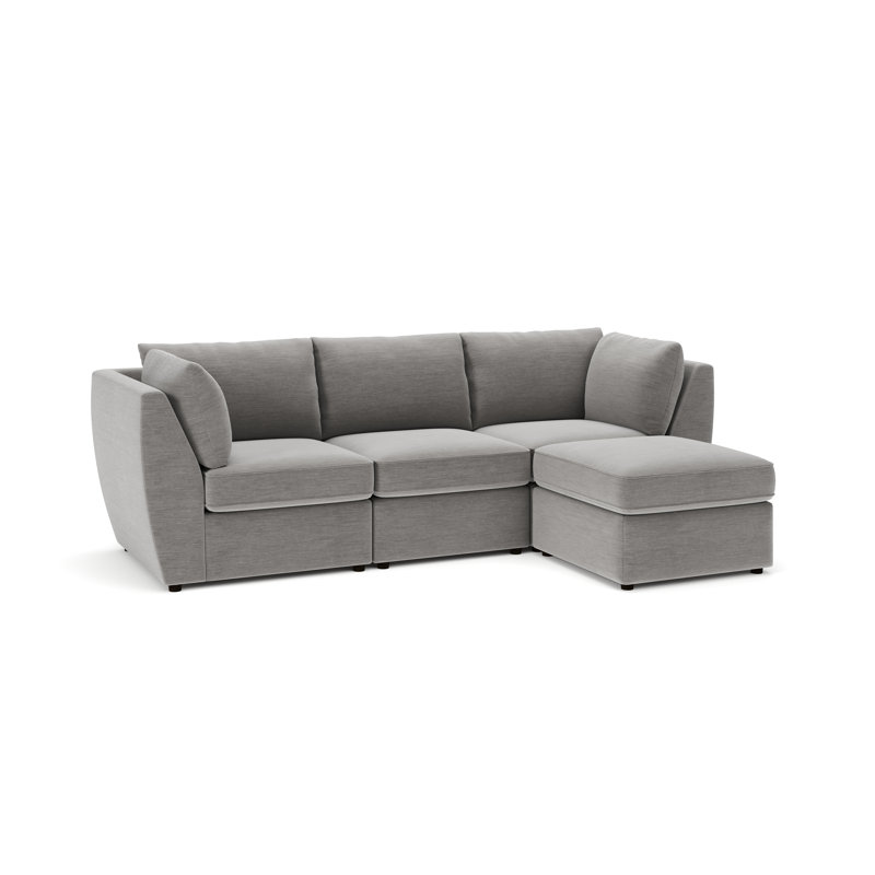 Caldwell 4-PC Modular Upholstered Sofa With Ottoman, Evan Metal