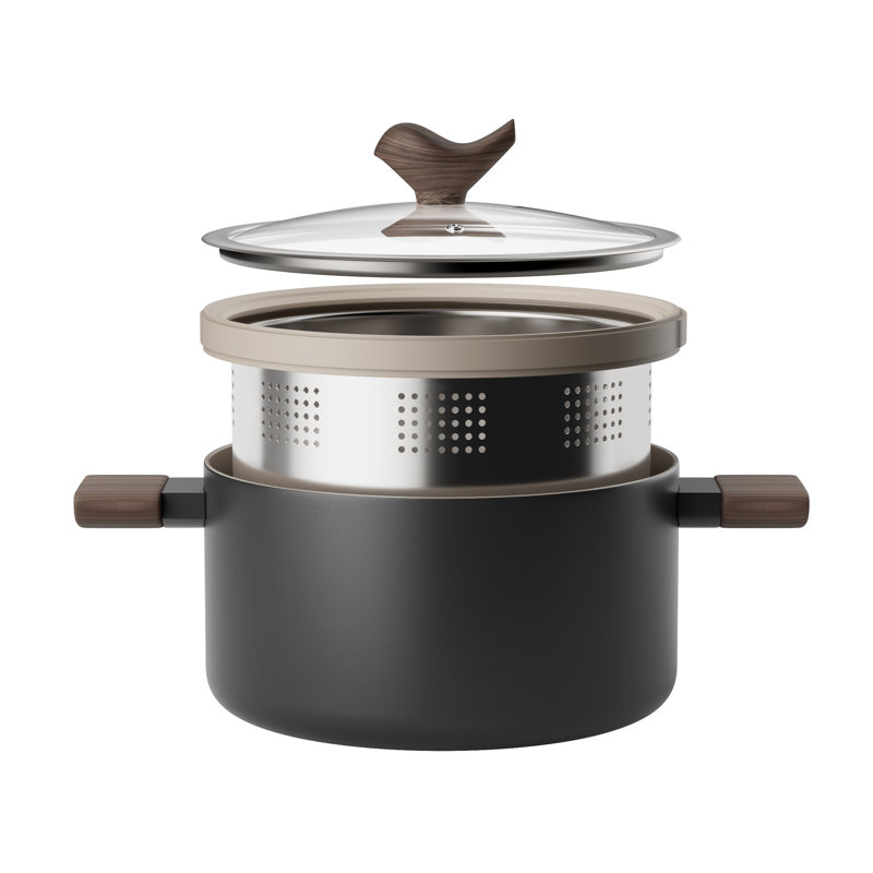 Casserole à pâtes polyvalente avec couvercle, Noir