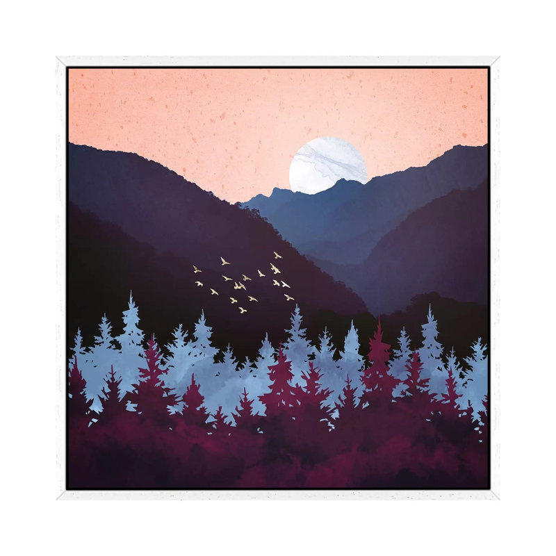Mulberry Dusk - Print on Canvas, 93.98 cm H x 93.98 cm W, White Framed