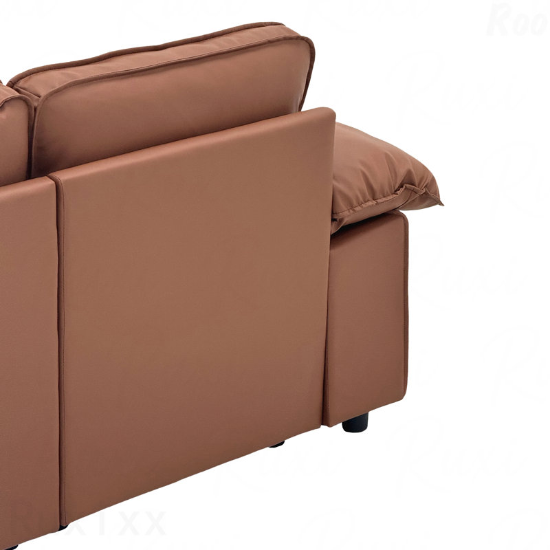 Canapé de rangement 78,74 po en similicuir brun - 2 places, compartiment caché, compact, Brun
