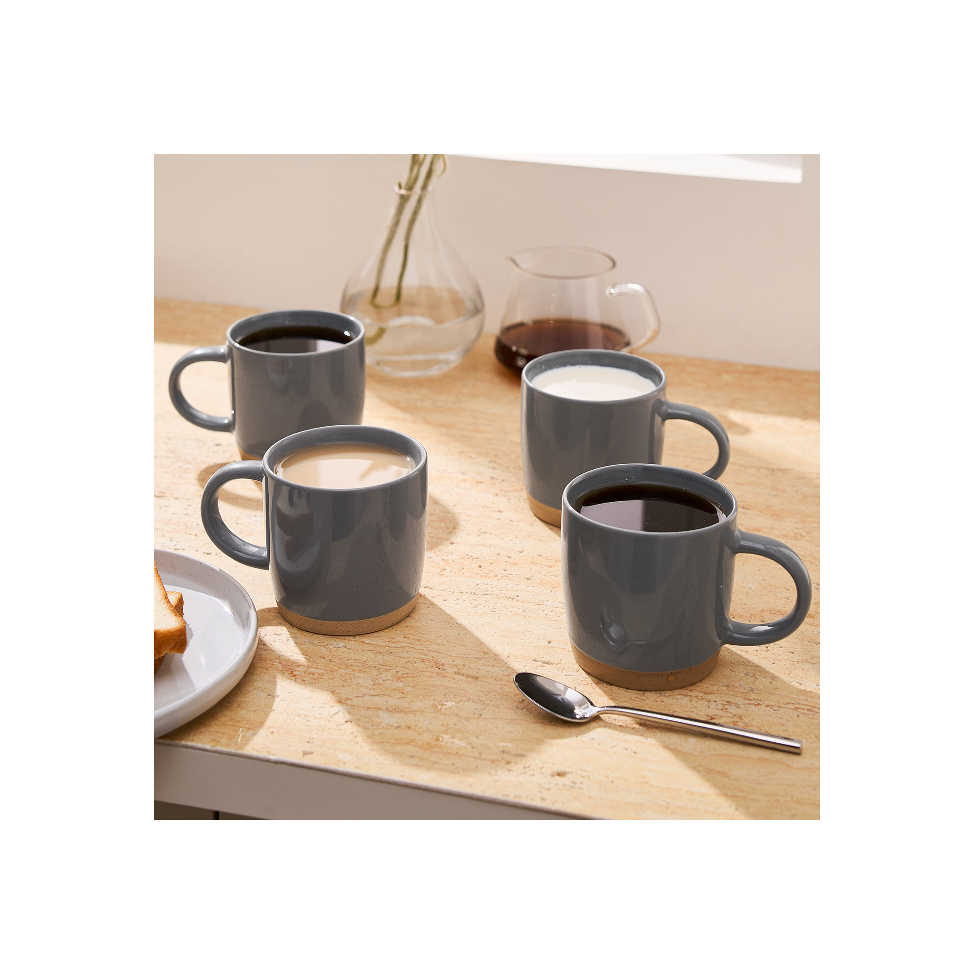 Daytona Stoneware Coffee Mug, Dark Gray