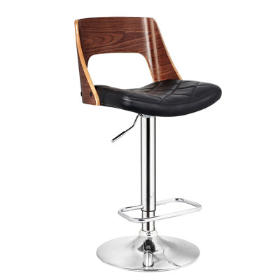 Moderne, hauteur réglable, tabouret de bar pivotant, losange, siège incurvé, pivot à 360 °, look rétro, noir, design américain, support en métal de style rétro, dossier, finition, tour, élément moderne