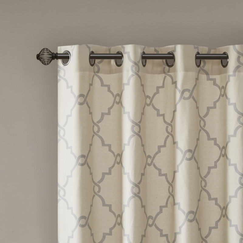 Panneau de rideau à œillets Frwork, Beige/gris