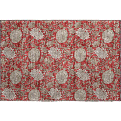Premium Machine Washable Prisco Red Rug