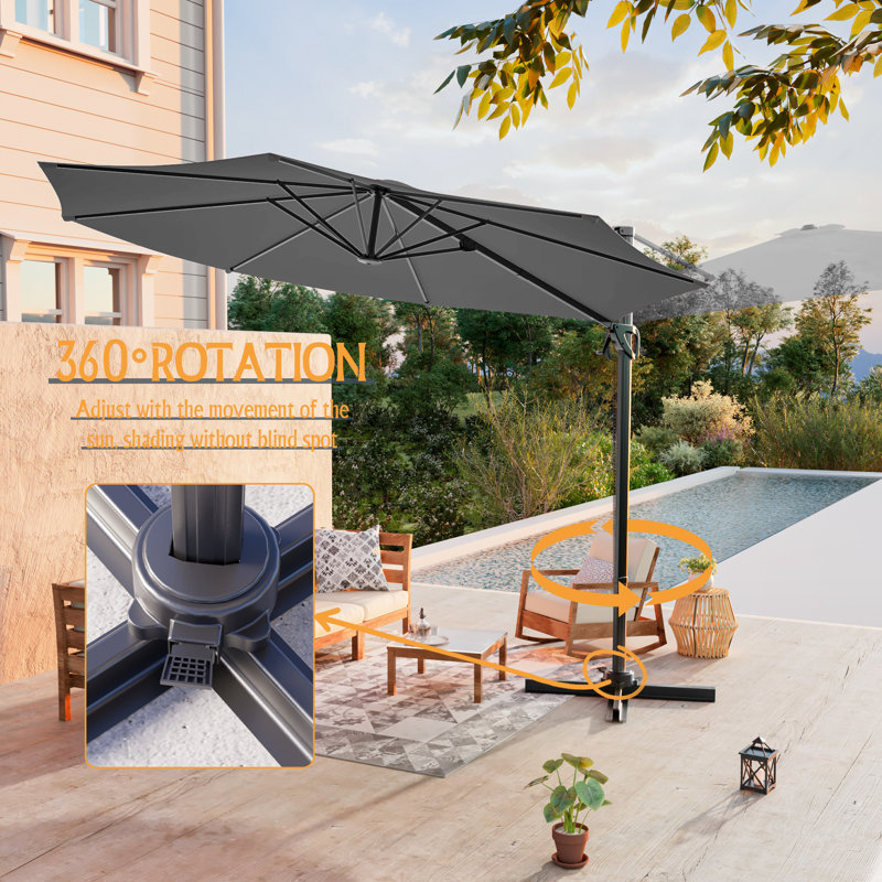 Parasol rond en porte-à-faux 10 pi, Gris clair