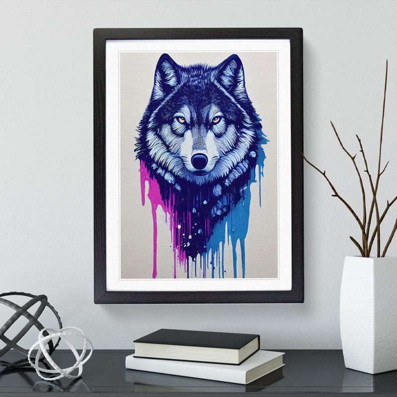 Painted Wolf No.3 - Wall Art, Black Framed, 48cm H x 36cm W, No Matte