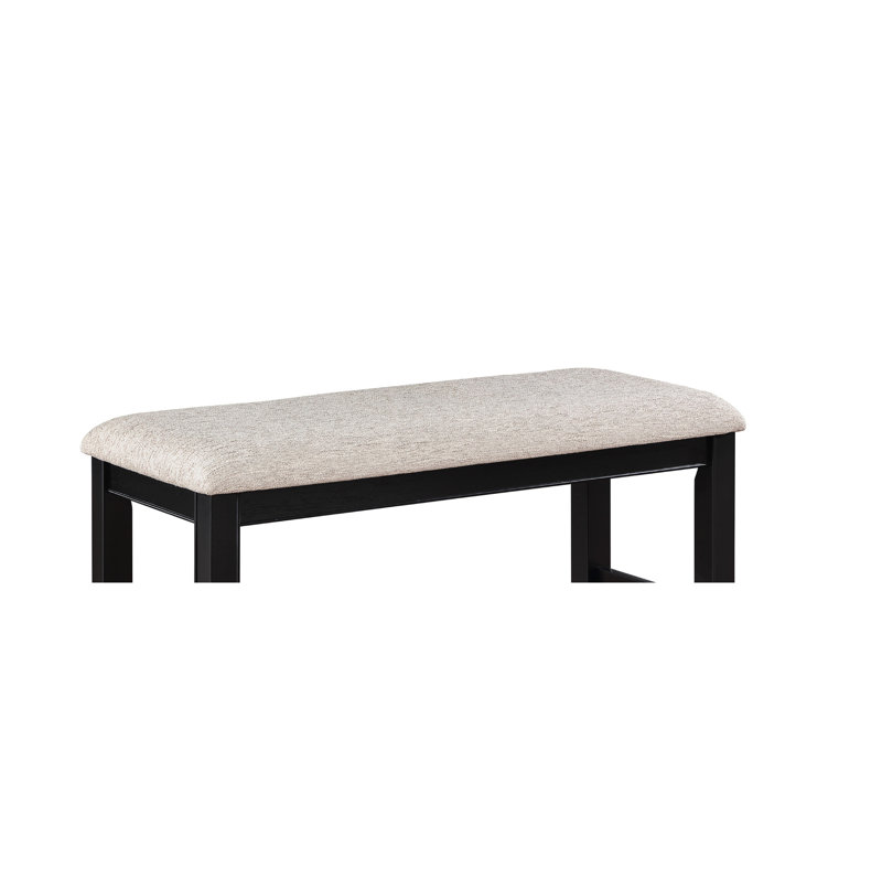 Banc en bois massif à hauteur de comptoir avec assise rembourrée grise et repose-pieds rectangulaire argenté, Grey