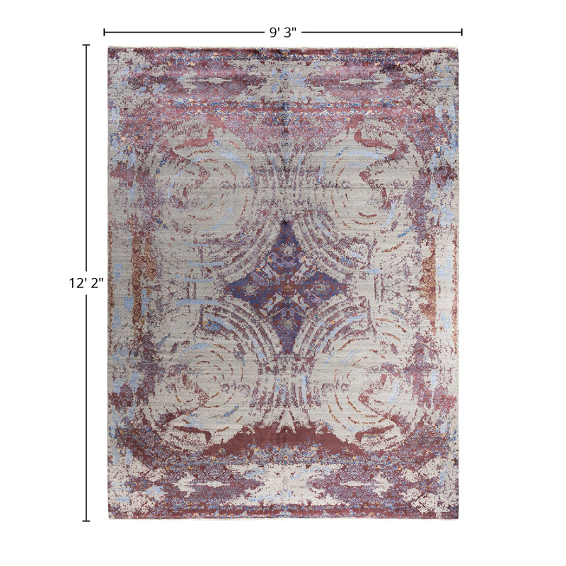 Overdyed One-of-a-Kind 9' 3" X 12' 2" Hand Knotted Area Rug