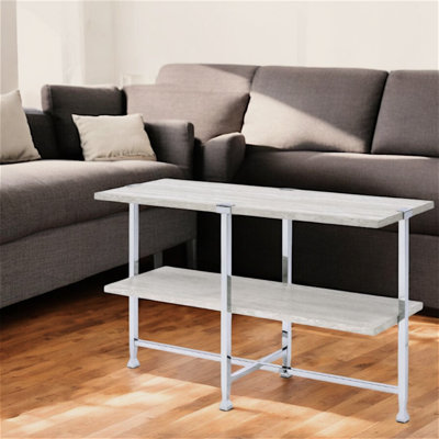 Table de canapé en chêne blanc et chrome Verdant