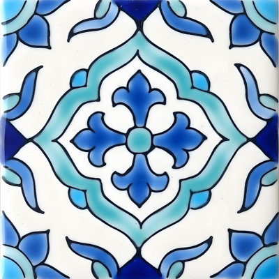 Mediterranean 4 in. x 4 in. Hand Painted Ceramic Decorative Accent