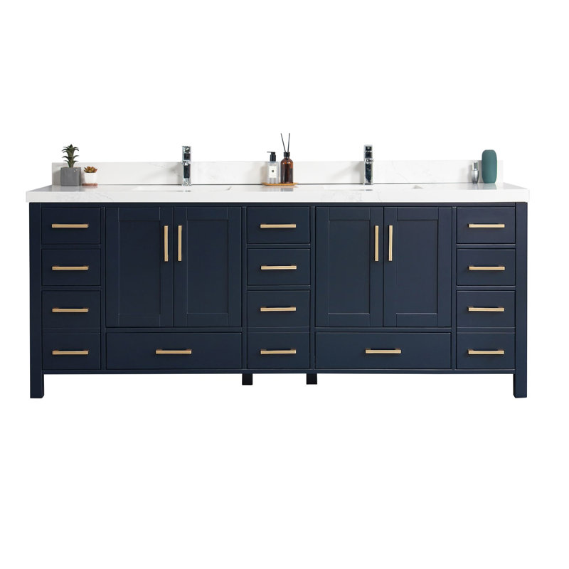 Ensemble de meuble-lavabo double 84 po Uckfield, Bleu marine, Empira