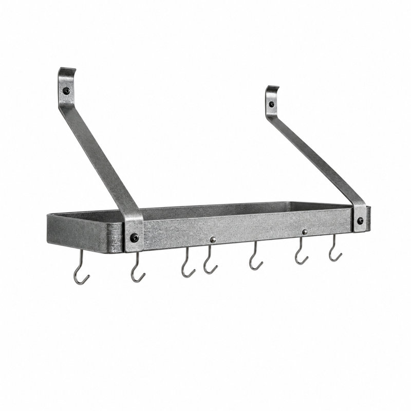Gourmet Handcrafted Wall Mounted Pot Rack, 14'' H x 24'' W x 9'' D