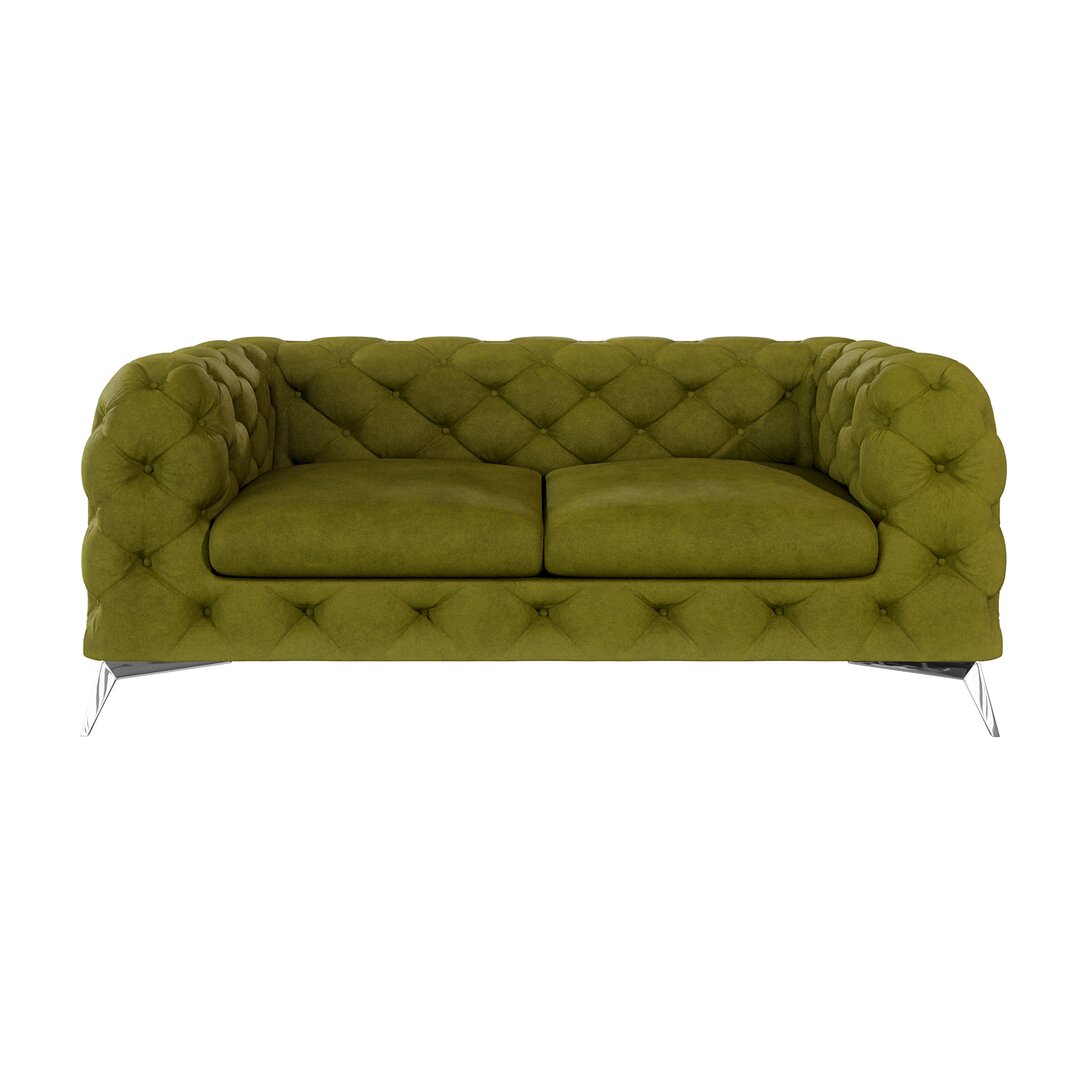 Chesterfield Sofa 2-Sitzer Bixby mit Silber Metall Füßen