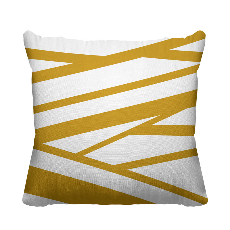 Coussin décoratif intérieur / extérieur Risley Minimalist, Jaune, H 19 po x l 19 po, Carré