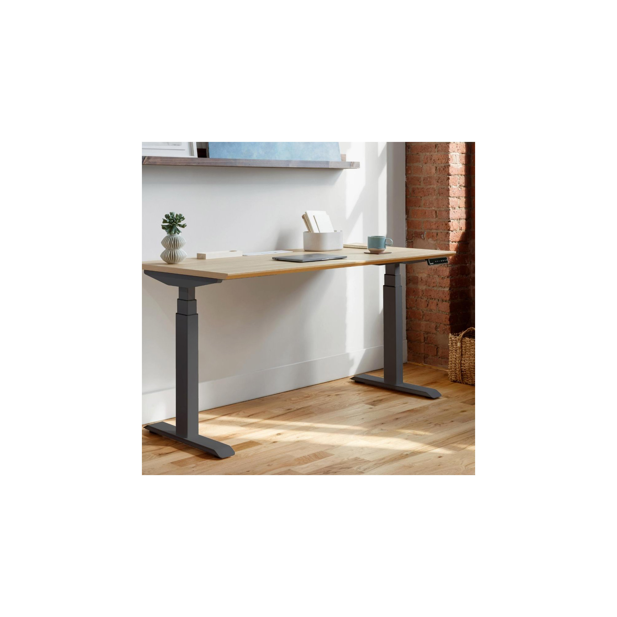 Standing Desk, Woodgrain, 52" H x 60" W x 30" D, Charcoal