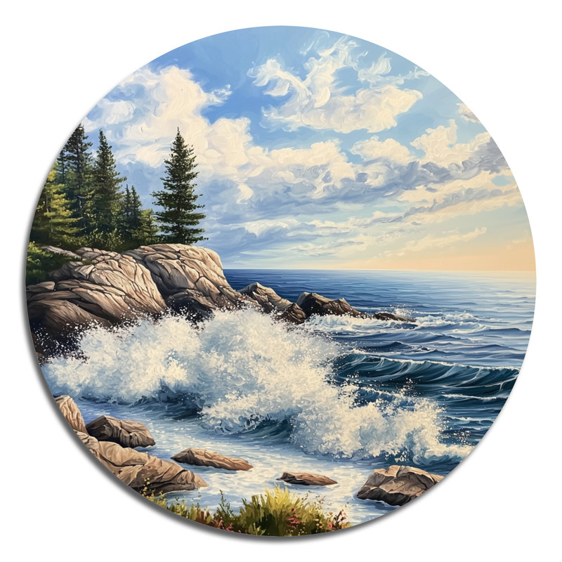 Coastal Serenity Maine - art mural côtier en métal, impression sur lac, H 29 po x l 29 po