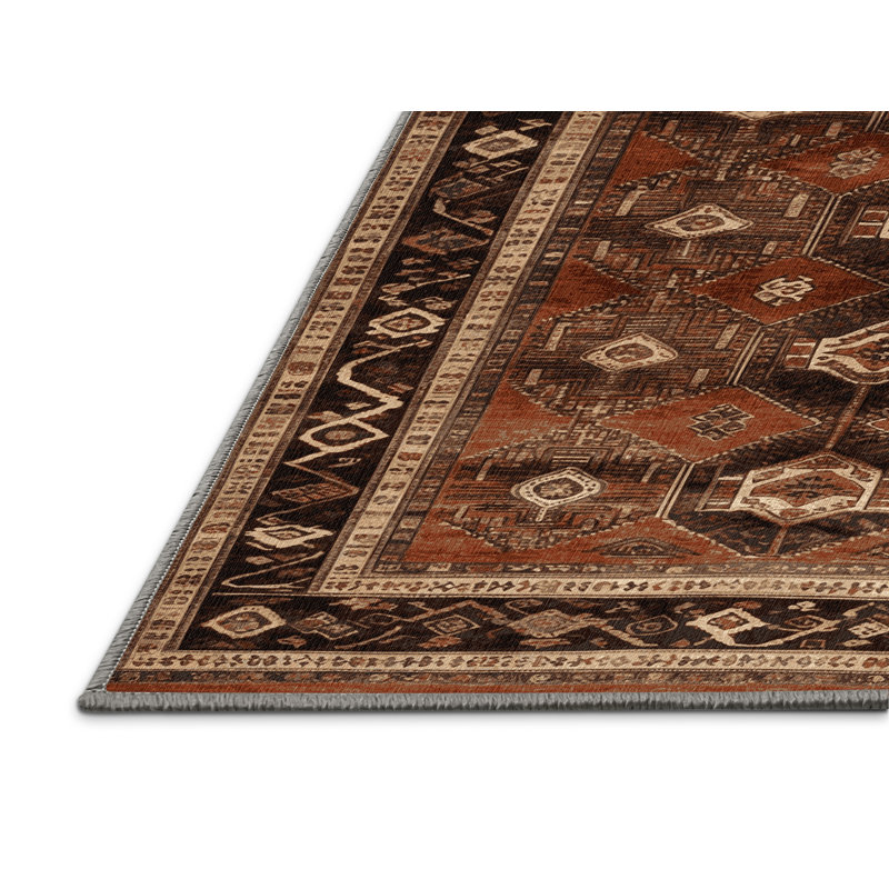 Machine Washable Turkish Brown Area Rug, Rectangle 2' x 3'