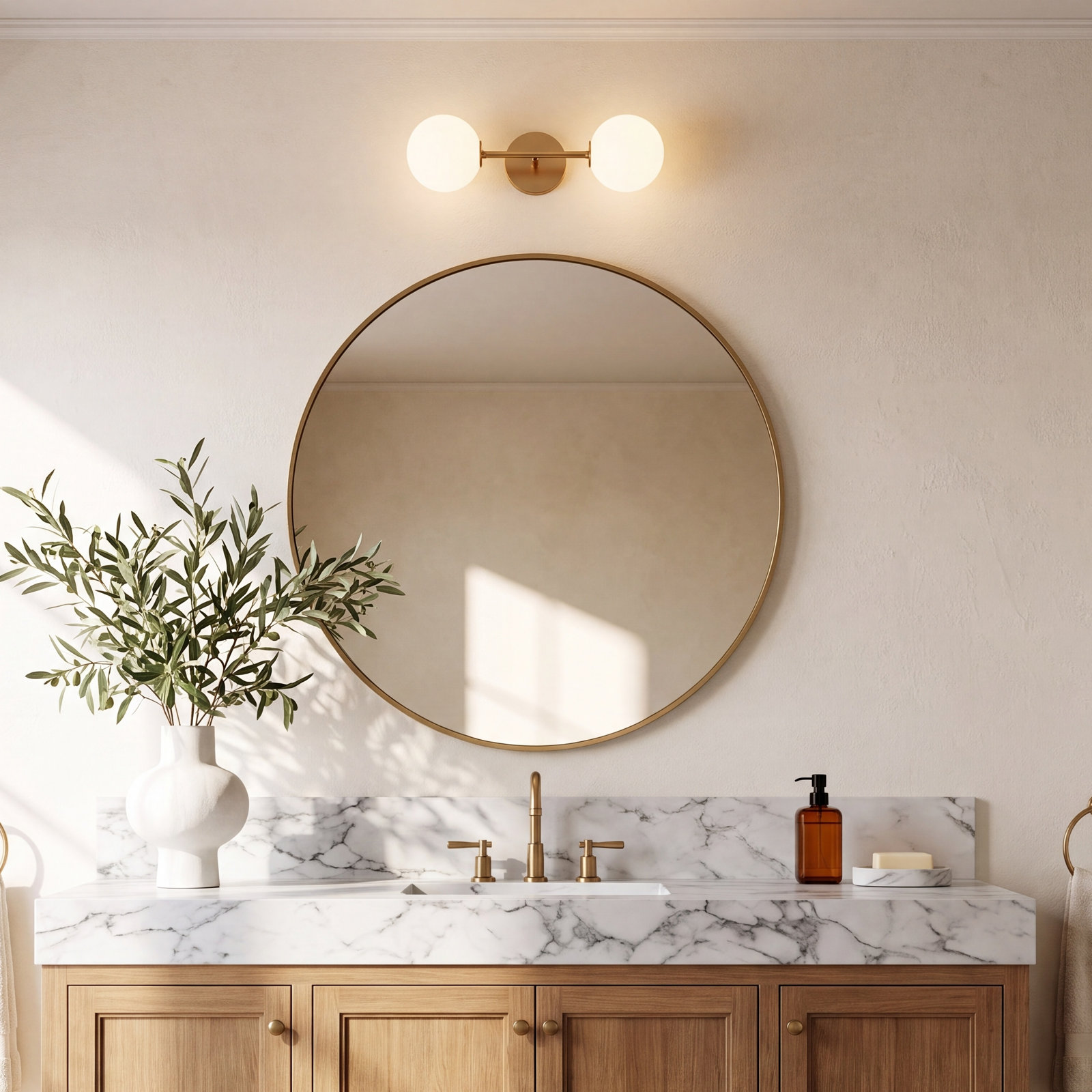 Luanda 2-Light Vanity Light, Aged Gold