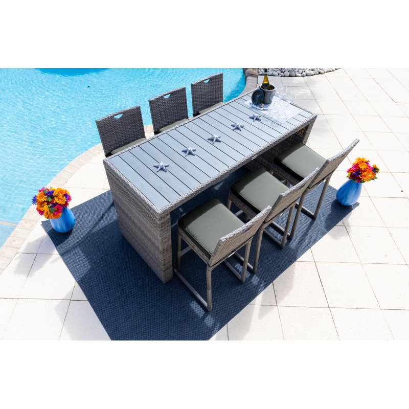 Ensemble bistro rectangulaire pour 6 personnes 77 po Valen, Toscane, Brun