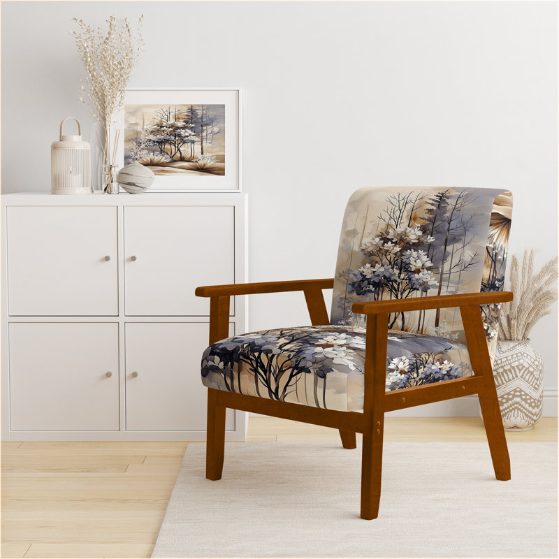 Chaise rembourrée Wildflowers - Chaise Sagebrush Ridge Wildflower Meadow, Accoudoirs carrés bruns