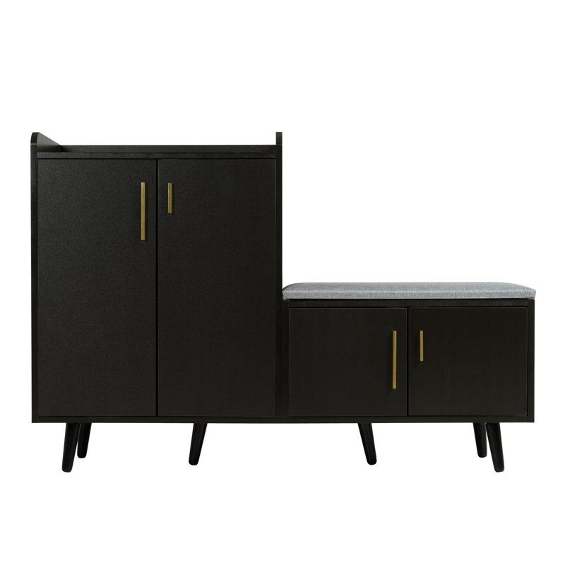 10 Pair Shoe Storage Cabinet, Black
