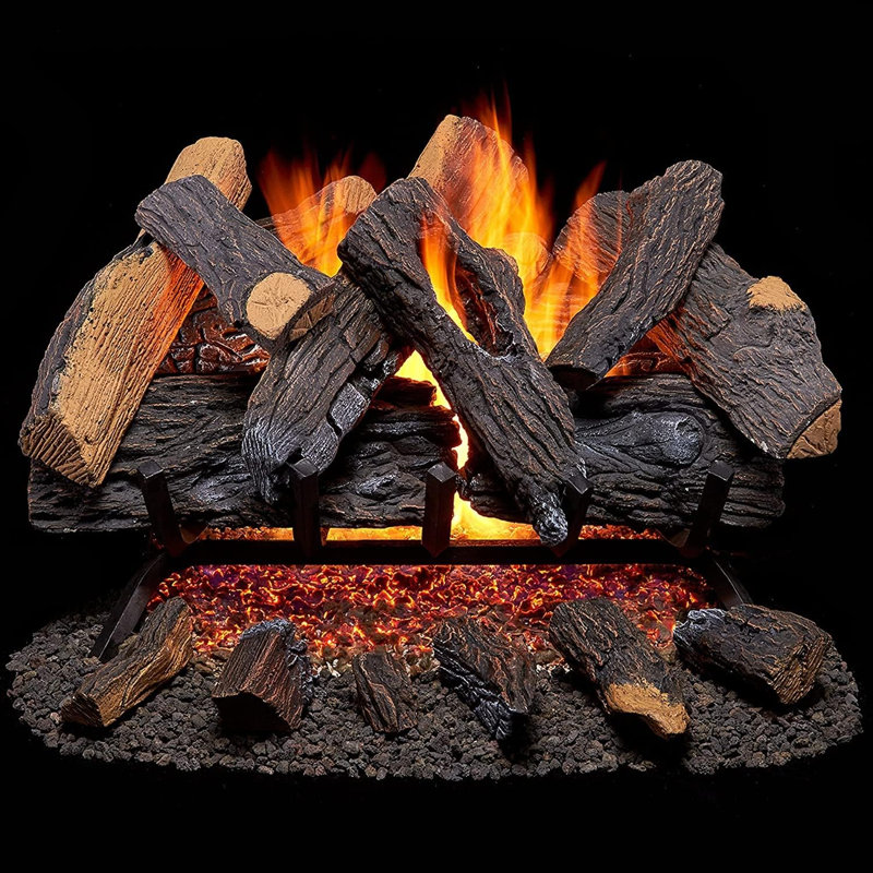 Ensemble de bûches au gaz naturel ventilé Duluth Forge avec télécommande - 18 po, 45 000 BTU, modèle n ° FNVL18-1-RO