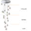 Luminaire suspendu 20 lumières en cristal avec lustre d'entrée de grenier à intensité variable de 138 pouces de long à DEL