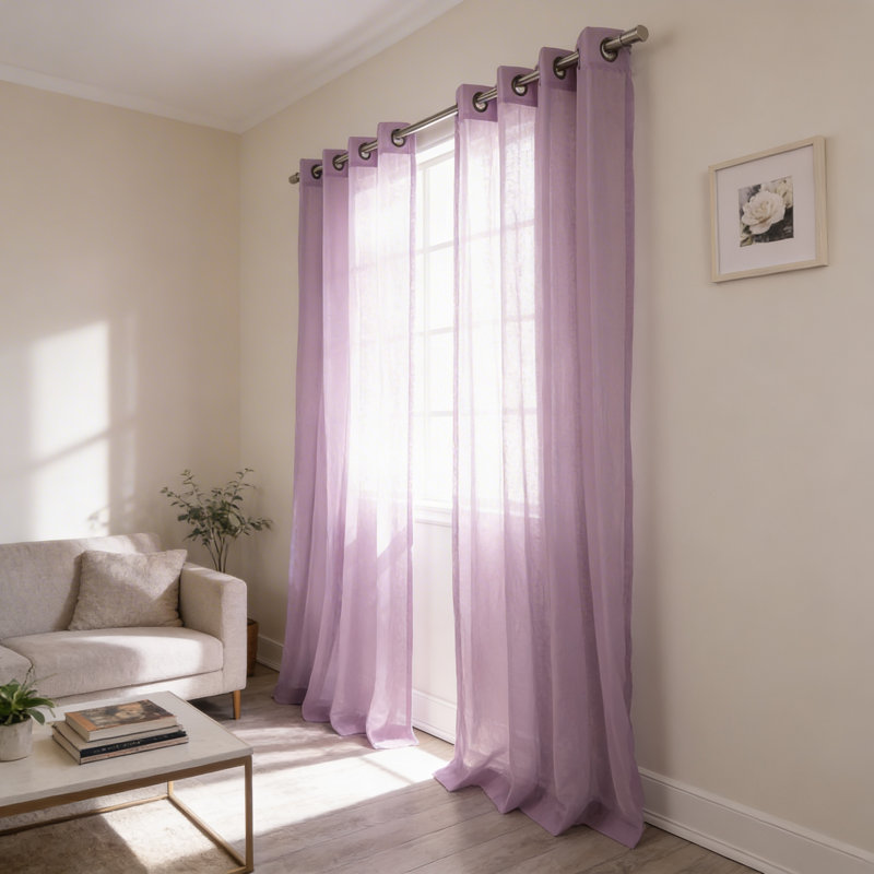 Paire de rideaux semi-transparents avec œillets Taumsauk, L 52 po x L 84 po, Orchidée